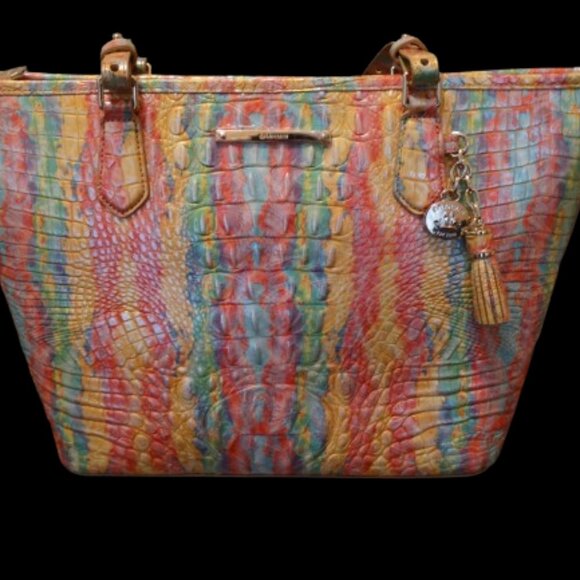 Brahmin Medium Asher Tote – Saltwater Taffy Melbourne Croc‑Embossed Leather NWT - Picture 1 of 7